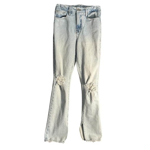 Good American Distressed Bootcut Split Hem Jeans Sz 2/26 - Picture 1 of 16